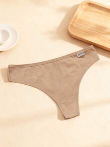 AOKVOGIRL 8 piezas/paquete Bragas tipo tanga de algodón negro para mujer, ropa interior sexy simple de cintura baja con espalda en T triangular - Multicolor - Ver 8