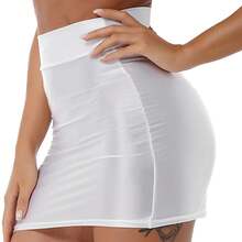 Women's Shiny Patent Leather Skirt, Sexy Low-Rise Mini Skirt For Club, Party, Pole Dancing, Stage Performance - White - View 2