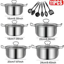 11PCS Induction Non Stick Stainless Steel Cookware Cooking Pot Pan With Lids Set - View 6
