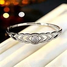 1pc Women's Fashion Bracelet, Elegant Hollow Zirconia Inlaid Bracelet, Niche Design Exquisite Hand Jewelry, High-End Versatile Accessory - Bracelet - View 8
