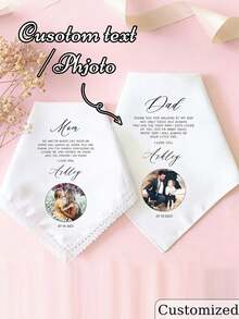 Custom Photo Wedding Handkerchief: Gift, Mother Of The Bride Gift, Parents Wedding Gift, Wedding Keepsake, Wedding Handkerchief, Gift - Multicolor - View 6