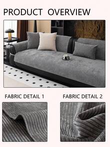 1pc All-Season Universal Sofa Cushion Cover, Modern Minimalist Non-Slip Sofa Seat Cover, Dust-Proof, Stain-Resistant, Machine Washable & Hand Washable Sofa Cover Cloth, Dark Gray, Fresh & Fashionable, Soft, Non-Fading, Non-Shedding, Bedroom Decor, Pet-Friendly Protective Cover, Adjustable Corner Sofa Cover Suitable For Bedroom, Office, Living Room Combination Furniture, L-Shaped Sofa And 1234-Seater Sofa - Dark Grey - View 11