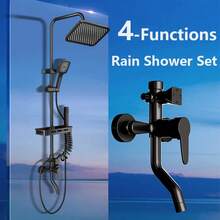 Adjustable Faucet With 4-Mode Shower Head, Overhead Shower/Handheld Shower Combo, With Encrypted Hose, Height/Angle Adjustable - View 11