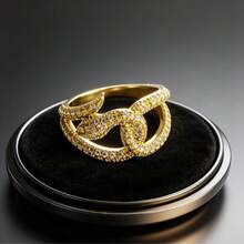 Snake-Shaped Synthetic Zirconia Ring - Silver - View 6
