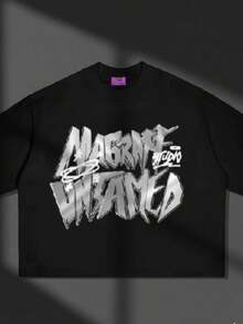 1pcs, Men's Tee - Urban Graffiti Design For Street Style, For Summer - Black - View 1