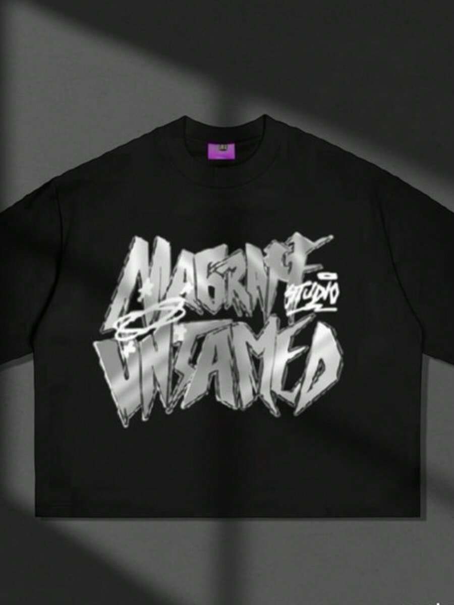 1pcs, Men's Tee - Urban Graffiti Design For Street Style, For Summer - Black - View 1