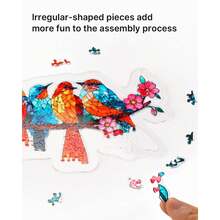 Acrylic Puzzles Suncatcher Window Hanging, 83 Pieces 7.4 Inch Sun Catcher Acrylic Puzzles Garden Decoration For Women Men Mom Birthday Gift Home Decor (Dawn Flower) - 花之歌鳥 - 查看 8