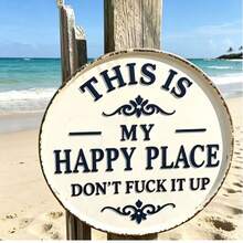 2D Flat Printed 1pc Fun Garden Acrylic Sign - "This Is My Happy Place, Please Don't Mess It Up" Vintage Decor, Printed Aesthetic Room Decoration, Welcome Round Sign, Suitable For Home, Garden, Farm, Bar Or Cafe Wall Decor - Multicolor - View 5