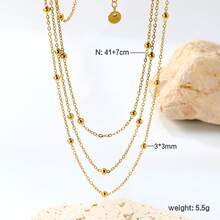 1 buah Kalung Tulang Selangka Minimalis Gaya Eropa dan Amerika dari Baja Tahan Karat dengan Manik-Manik Emas Berlapis-lapis untuk Wanita, Cocok untuk Pemakaian Sehari-hari - Emas - View 6