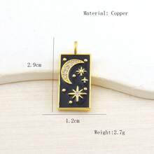 1 pieza colgante premium de cobre con microincrustación de circonita, estilo nuevo personalizado hip-hop, sobre con ojo malvado, serie negra, accesorio versátil hecho a mano para pulsera, collar, bolso y pendientes DIY - Multicolor - View 3