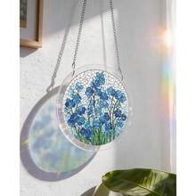 Acrylic Puzzles Suncatcher Window Hanging, 83 Pieces 7.4 Inch Sun Catcher Acrylic Puzzles Garden Decoration For Women Men Mom Birthday Gift Home Decor (Dawn Flower) - Azure Bloom Whisper - 查看 3