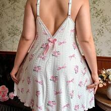 Nana's Women's Clothing Store CottageSlumber Camisón de mujer talla grande con parches de encaje, estampado floral y lazo - Blanco - Ver 2