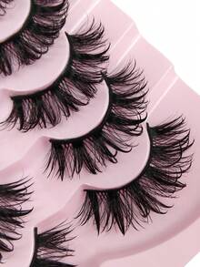 7 Pairs Wet Look False Eyelashes Fluffy Messy And Thick Long Eyelashes Luxurious Dramatic Fairy Eyelashes Spiky Reusable Fake Eyelashes - 黑色 - 查看 4