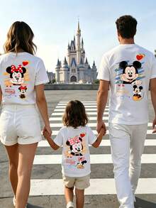 Disney Family Set, Minnie Mouse Print Short-Sleeve Matching Family T-Shirts, Disney Vacation Family T-Shirts, Kingdom Of Magic Family Set - 白色-媽媽 - 查看 2