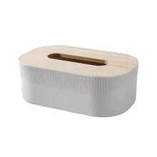 1pc Modern Bamboo Lid Tissue Box Holder - Durable Plastic, Square Dispenser With Wooden Top, Suitable For Bathroom, Vanity, Counter And Office Decor, Bathroom Vanity Accessory, Bathroom Decor And Accessories, Minimalist Design, Modern Decor - Multicolor - View 16