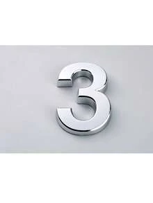 1pc 0-9 Self-Adhesive Durable Door Number Plate, Business Style Silver High-Gloss 3D Detailed Signage Suitable For Hotels, Mailboxes - House Number - View 7