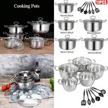 11PCS Induction Non Stick Stainless Steel Cookware Cooking Pot Pan With Lids Set - View 3