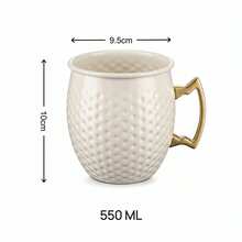 1个550毫升/18盎司莫斯科骡子铜杯，锤纹铜杯身，304不锈钢内胆，黄铜手柄，适用于冷饮、啤酒、鸡尾酒、酒吧、派对、礼品 - 彩色 - 查看 12