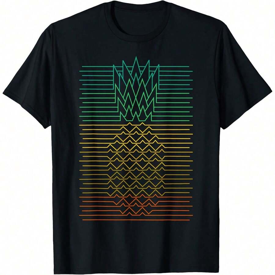 Minimalist Women's T-Shirt With Abstract Boho Face Print, Pink, All Seasons, 220g Pure Cotton, Single-Sided Print, Crew Neck, Short Sleeve, Unisex Top, Undershirt, Loose Fit Retr - 庫爾 7 - 查看 1