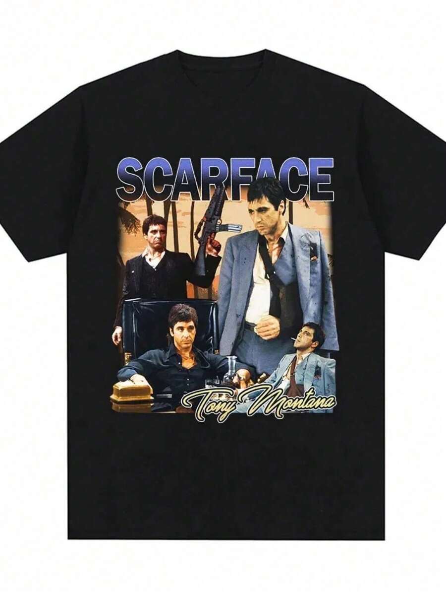 2026 Summer New Arrival [100% Cotton] New Model Commuter Men Women Printed T-Shirt Cotton Fashion Summer Streetwear Round Neck Short Size Brand Sve..Loose, Casual, Fashionable, Suitable For Commuting, Daily Wear - 黑色 7 - 查看 1