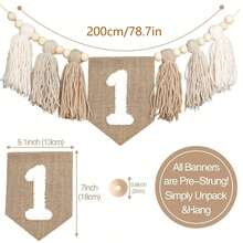 1pc/3pcs 1st Birthday Party Decorations - High Chair Banner, Birthday Hat, Party Decor - Brown - View 5