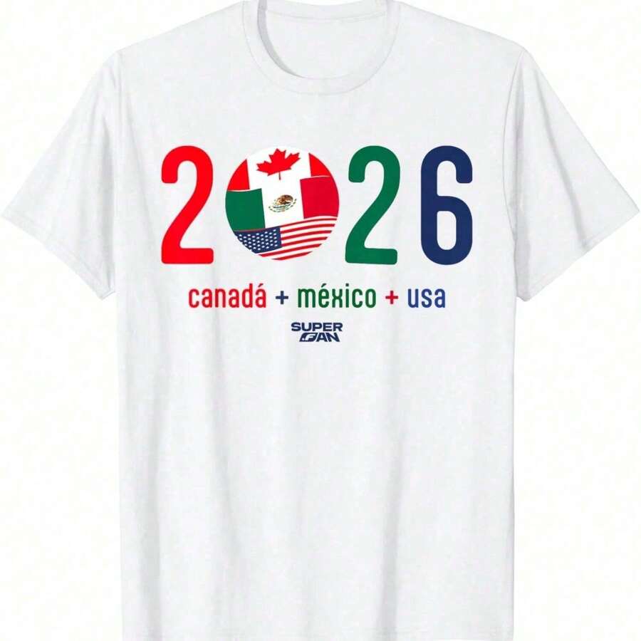 Camiseta con diseño de países participantes en la Copa Mundial 2026, 220g, 100% algodón, camiseta para hombre, diseño minimalista sin etiquetas para todos, ya sean mujeres o hombres, tela de - Negro - Ver 1