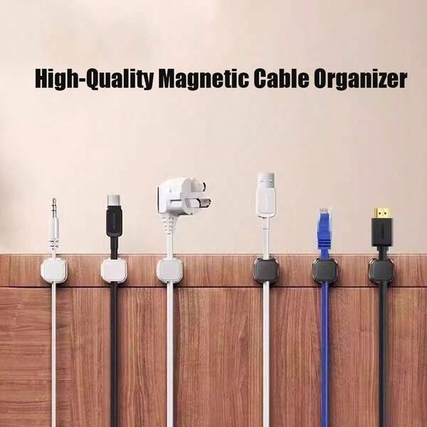 6er Set starke magnetische Kabelorganizer-Clips, Schreibtischzubehör, Desktop-Aufbewahrung, Mehrfach-Kabel-Aufbewahrungsclips, magnetische + klebende Doppelfixierung, keine Stromversorgung erforderlich, geeignet für Büro/Nachttisch/Auto, Kabelmanagement-Werkzeug, Datenkabel-Organizer