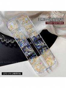 混色美甲裝飾片 扁平不對稱水鑽 五角星 透明極光幻彩仙女美甲飾品 - 淺粉色 - 查看 7