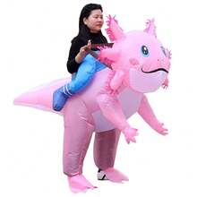 Cute Pink Salamander Cartoon Animal Inflatable Costume For Adults, Standing Riding Design, Holiday Events, Cosplay, Prank, Interactive Prop,Halloween - Multicolor - View 7