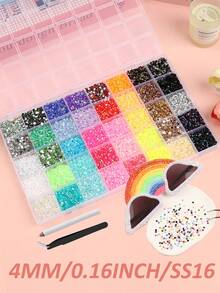 40 Colors AB Resin Flat Back Rhinestones, Multi-Size Shiny Gems, Includes Picking Pen And Tweezers, Suitable For Nail Art DIY Handmade Decoration - Multicolor - View 9