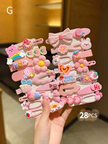 14/28/42pcs Colorful Multi-Element Cute Girl Hair Clips And Hair Accessories - Multicolor - View 12