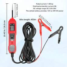 Automotive Circuit Tester With 4.5m Cable, Car Voltage Tester, Short Finder With Flashlight For Vehicle Wiring Repair, Truck, Engine, And Boat Diagnostic Tools - Red - Red - View 8
