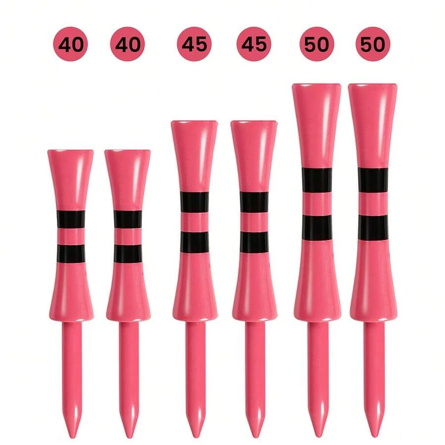 FINGER TEN 竹製高爾夫球座 1 1/2、1 3/4、2 英吋 30 入超值裝,亮色條紋款,高度一致,高爾夫練習場與球場練習配件 - 玫瑰紅 - 查看 1