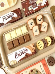 4pcs Cute Cartoon Snack Shaped Eraser Set, Writing Or Correction Tool, Office Supplies, Personalized Office Supplies, Personalized Stationery, Suitable For Office, School, Back To School Essentials - Simulated Snacks - View 1