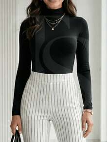 CACHARREL Suplex Bodysuit Second Skin Long Sleeve High Neck - 黑色的 - 查看 4