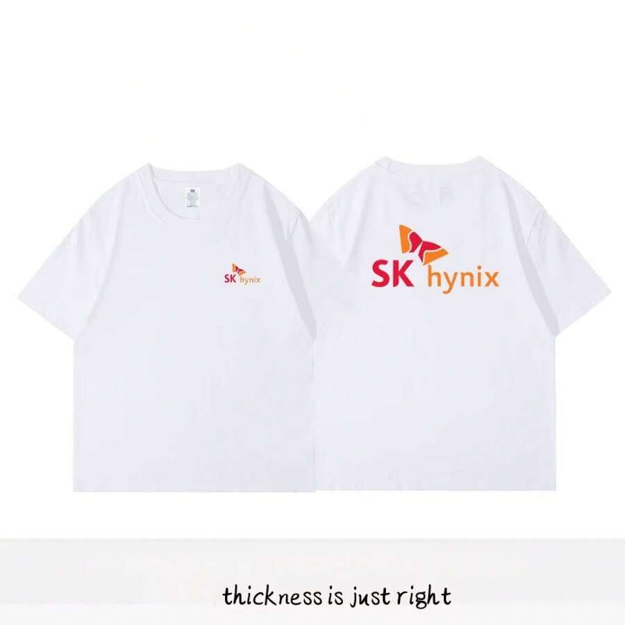 "SK HYNIX" Doppelseitig Bedrucktes T-Shirt Hochwertige Weiche Baumwolle Lässiges Kurzarm-Shirt  Unisex Tech-Top für Frühling und Sommer - 10 - Übersicht 1