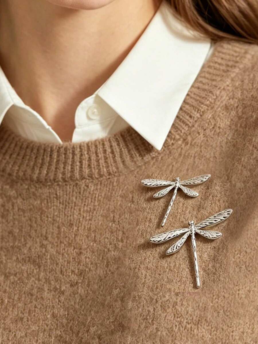 2pcs "Simple Dragonfly-Themed Pin Buckle, Exquisite 3D Dragonfly Pin Buckle, A Small Decorative Accessory, Suitable For Clothing And Bags, Suitable For All-Season Commuting, Travel Souvenir Gift, Fashionable Accessory, Elegant, Luxury Accessory " - Multicolor - View 1