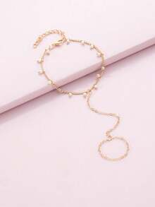 NAIZHU 1pc Fashion Minimalist Faux Pearl Finger Chain Bracelet Women's Daily Party Accessory - Gold - View 7