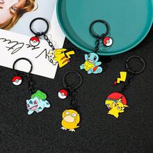 1/5pcs Pokemon Keychain, Pikachu Bulbasaur Squirtle Psyduck Cartoon Pendant Key, Anime Pocket Monster Key Ring Fan Gift - Multicolor - View 9