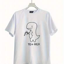 Men's Casual Cotton T-Shirt, Comfortable Round Neck With Casual Elements, Short Sleeve T-Shirt For Summer 1, Men's Clothing - 白色 - 查看 1