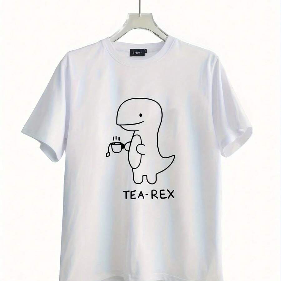 Men's Casual Cotton T-Shirt, Comfortable Round Neck With Casual Elements, Short Sleeve T-Shirt For Summer 1, Men's Clothing - 白色 - 查看 1