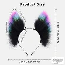 Tiara de Cabeça de Raposa Estilo Tech Colorida, Acessório de Fantasia de Pelúcia de Animal Legal, Arco de Cabelo Estilo Punk para Festa - B - Visão 2