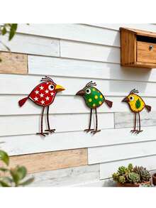 3 Pieces Set Colorful Acrylic Bird Wall Hangings, Bohemian Style, Window And Balcony Decorations, Outdoor Garden Event Decorations, Suitable For Walls, Fences, Patios, Holiday Decorations, Family Gatherings, The Best Choice For Animal Lovers. - One Size Fits All - View 3