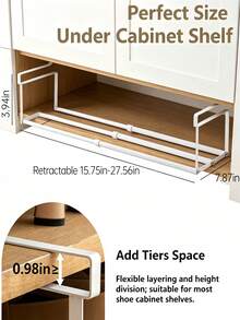 1pc Expandable Shoe Rack - Space-Saving Metal Storage Organizer With Adjustable Shelves, Classic Design Suitable For Home And Office, No Assembly Required, Shoe Storage Organizer, Shoe Cabinet - Multicolor - View 4
