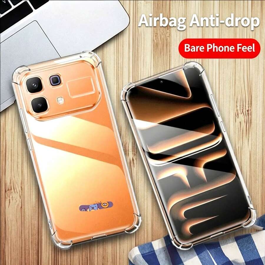 1個最新款透明液態矽膠手機殼，適用於 Infinix GT50 Pro、Spark 50，透明手機保護套，矽膠殼，防震手機殼，氣墊手機殼，純色手機殼，極簡風，時尚，零甲醛 - 無色 - 查看 1