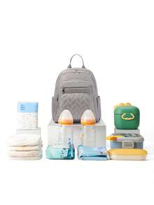 Fashionable Large Capacity Diaper Bag Backpack For Moms, Solid Color Baby Storage Bag - 6528 - View 9