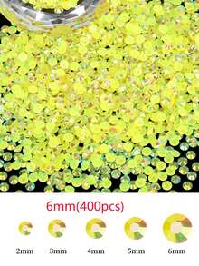 2000/800/400顆/袋 樹脂水鑽，2mm-6mm 黃色 AB 平底美甲水鑽，適用於 DIY 手作、美甲、DIY 指甲裝飾、美甲配件、手機殼、鞋子、衣服、手工裝飾、美甲鑽石、美甲用品、美甲珠寶、美甲飾品 - 黃色 - 查看 10