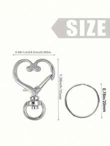 20/80 piezas/Juego Anillos de llave con gancho giratorio en forma de corazón - (10 piezas Llaveros + 10 piezas Anillos de llave) Accesorios para hacer llaveros, Accesorios para hacer joyas, DIY - Multicolor - Ver 3