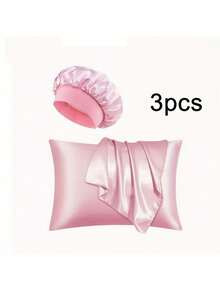 3pcs Set, Includes 1 Fashionable Sleep Cap And 2 Envelope Pillowcases, Suitable For Home, Bedroom, Living Room Or Hotel Use (Pillow Inserts Not Included) - Multicolor - View 4