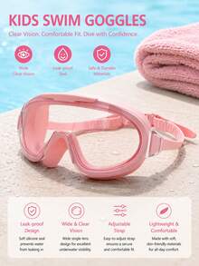 Children's Swimming Goggles Set, Anti-Fog High Definition Waterproof Professional Diving Goggles, Swimming Equipment - Swimming, Back To School - Pink - View 8